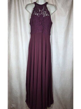 NWOT Lulus Burgundy Lace Maxi Dress Womens Fully Lined size M